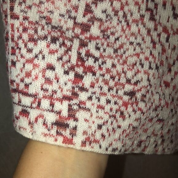 Target M Open Front Knit Shawl Jacket Style Cardigan Ivory Burgundy Rust - Picture 6 of 8